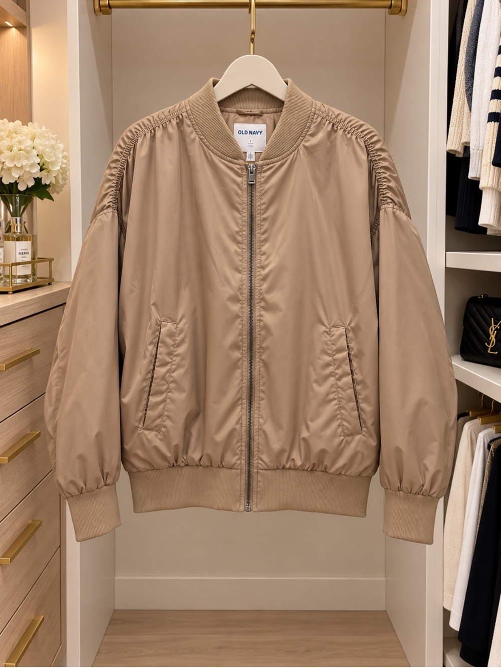 Women's Beige/Tan Bomber Jacket